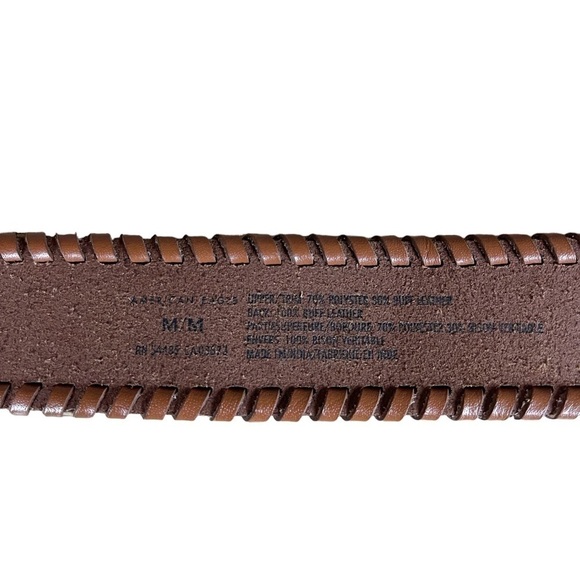 American Eagle Boho Embroidered Buff Leather Brown Belt Medium - Picture 8 of 8